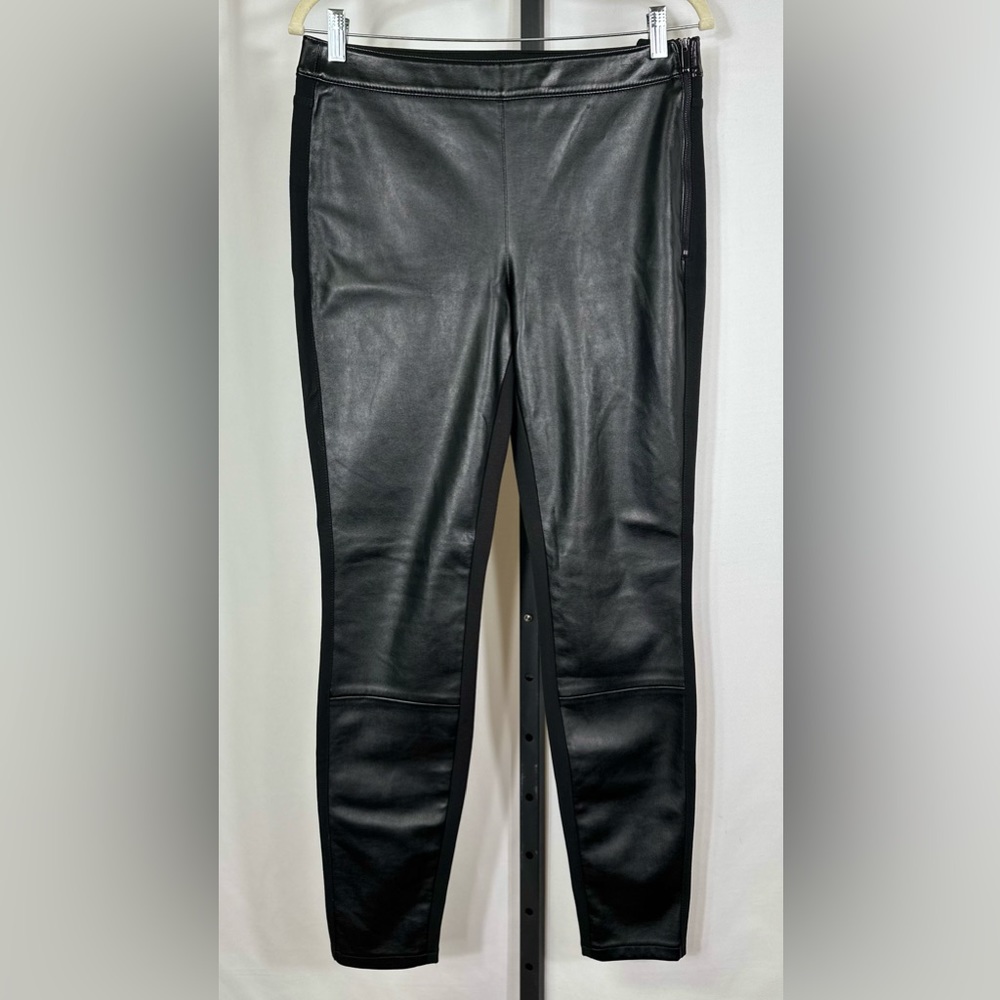 White House Black Market Vegan Leather Front Leggings Size 8 Long- LIKE NEW